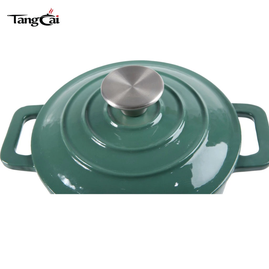 Mini horno holand&eacute;s de hierro fundido esmaltado de 2,5 cuartos de gal&oacute;n con tapa: peque&ntilde;o Cazuela antiadherente para cocinar al vapor, hornear y asar