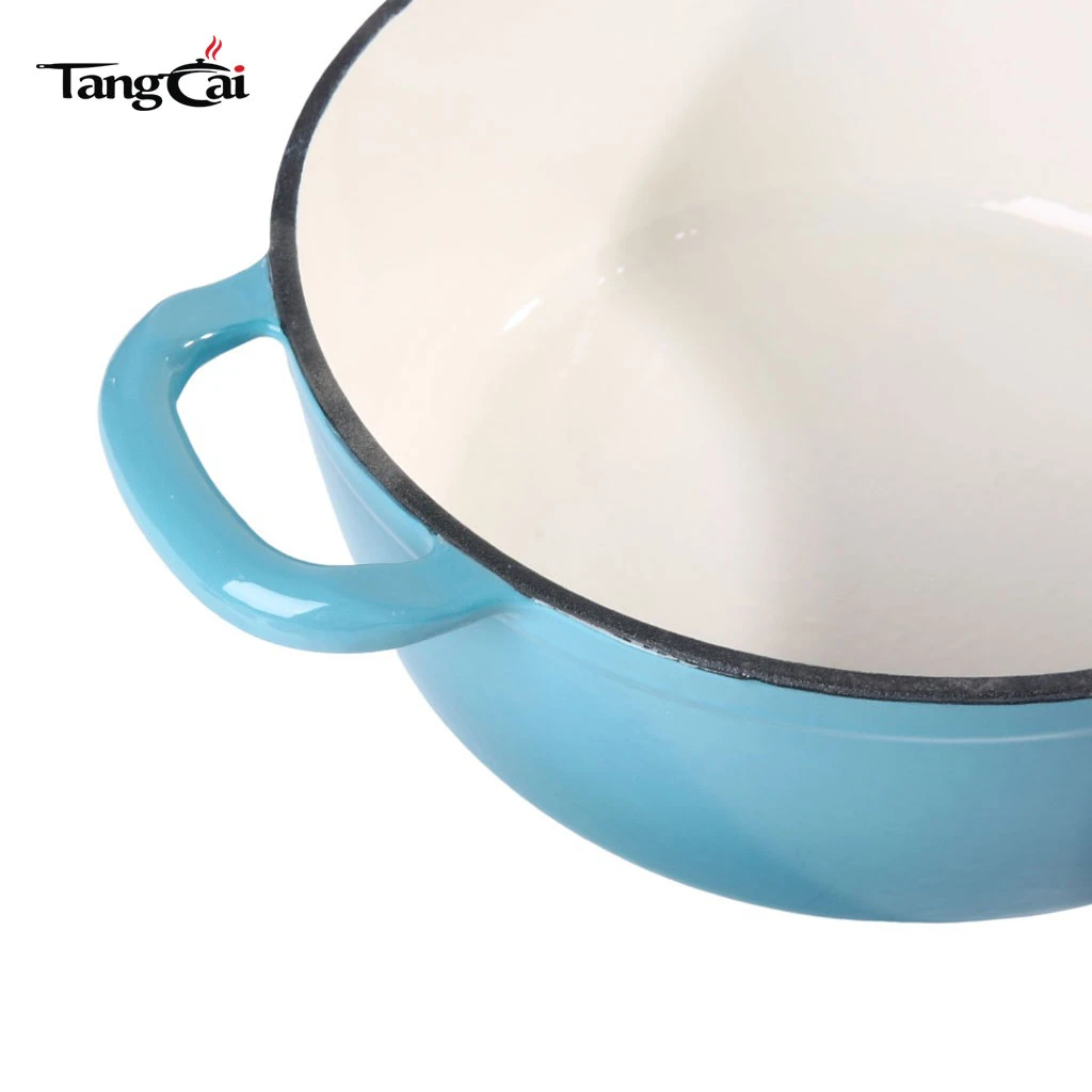 Holand&eacute;s de hierro fundido esmaltado Horno con tapa de c&uacute;pula alta, cacerola de cuerpo profundo para hornear pan de masa fermentada
