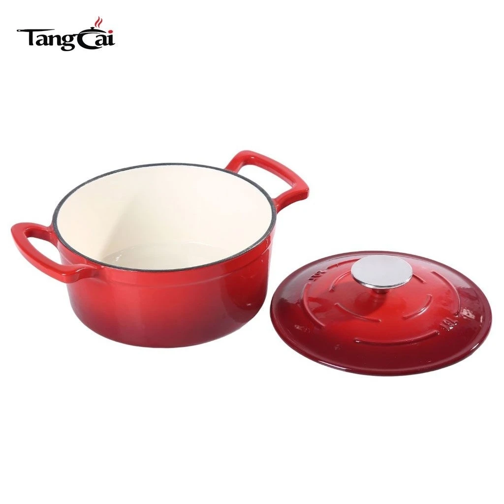 Horno holand&eacute;s de hierro fundido esmaltado rojo de 5,5 cuartos, utensilios de cocina multifunci&oacute;n