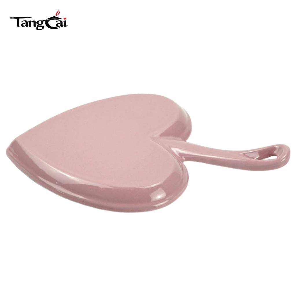 Utensilios para hornear mini de hierro fundido esmaltado rosa en forma de coraz&oacute;n Skillet