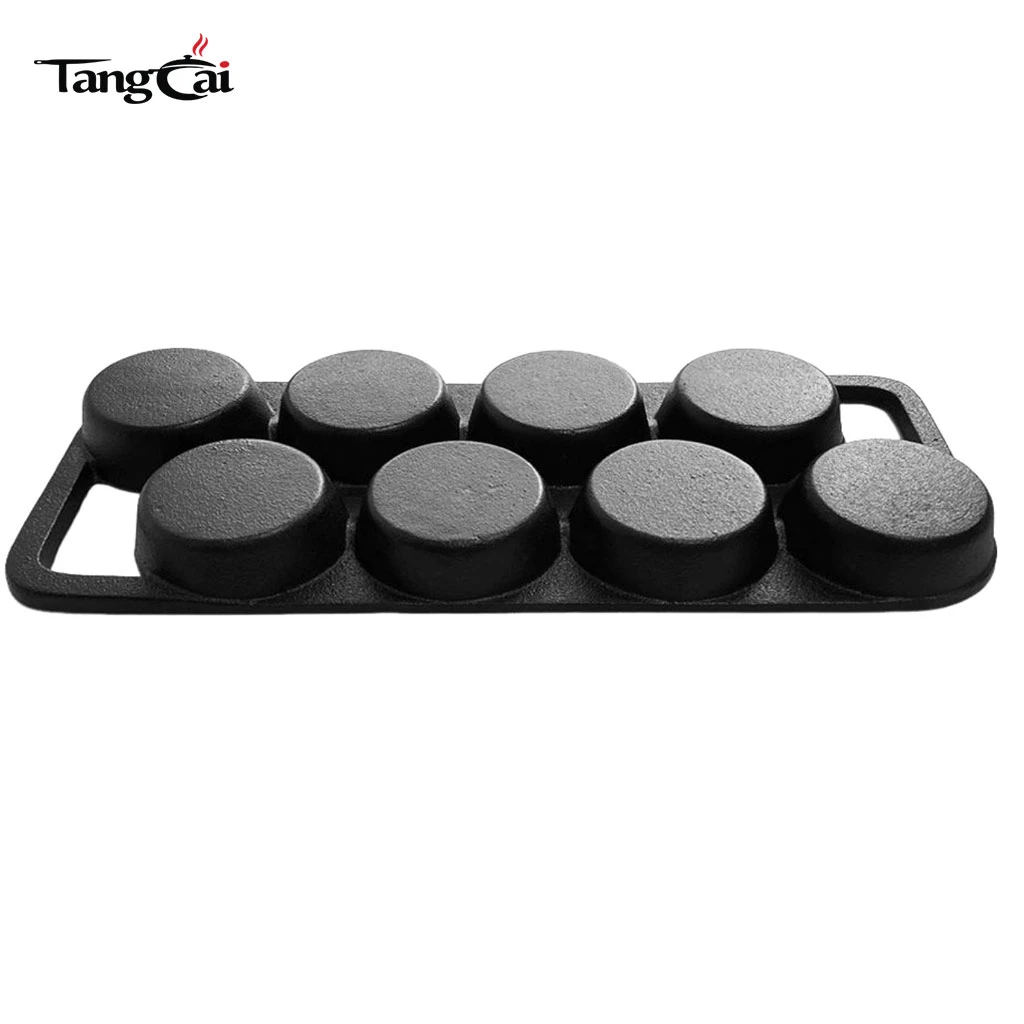 Molde para hornear de hierro fundido de 8 orificios, Molde para muffins y pan de ma&iacute;z presazonado, sart&eacute;n antiadherente para hornear y desayunar individualmente