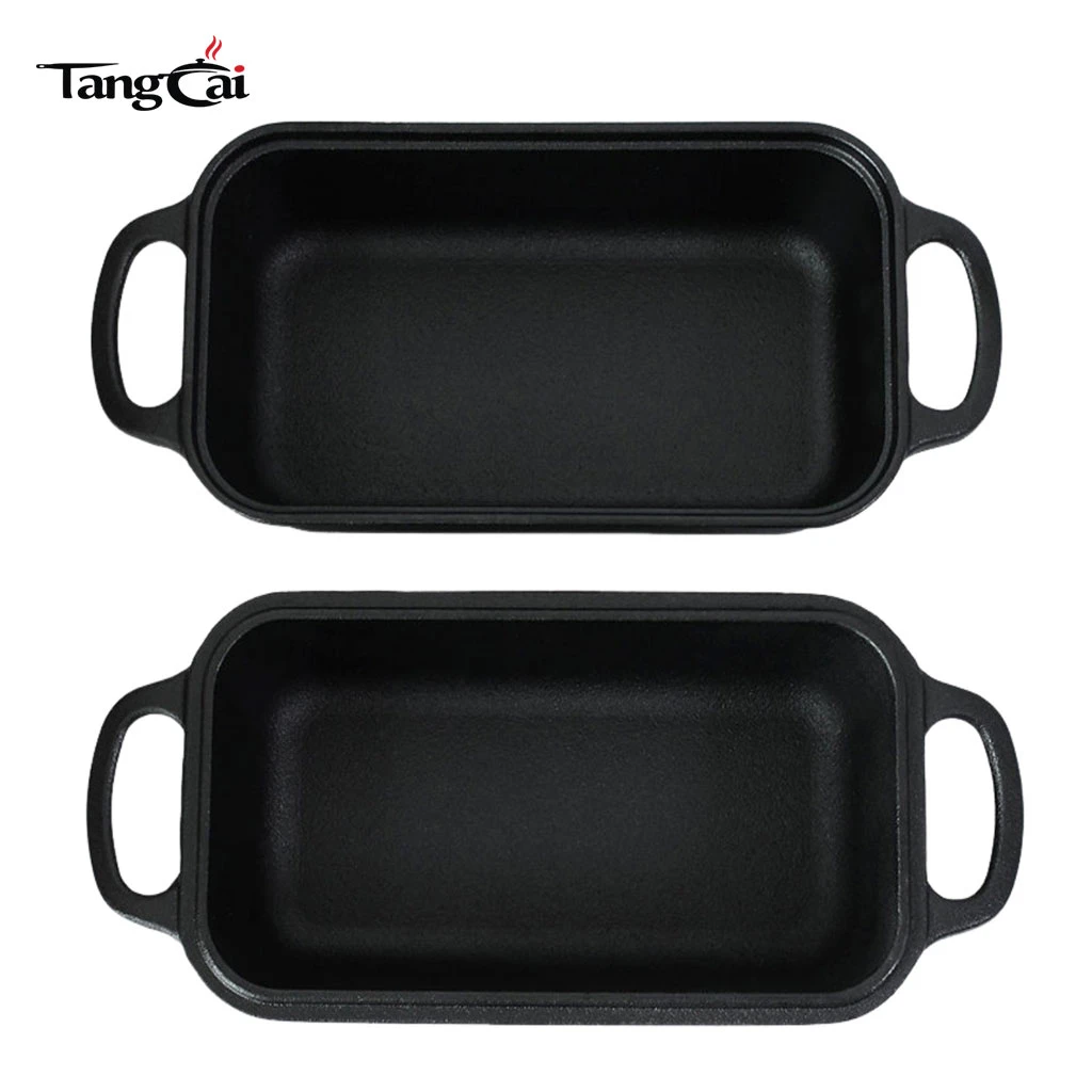 Molde para pan rectangular de hierro fundido 2 en 1 con tapa, olla combinada multiuso para hornear pan de 9x5 pulgadas