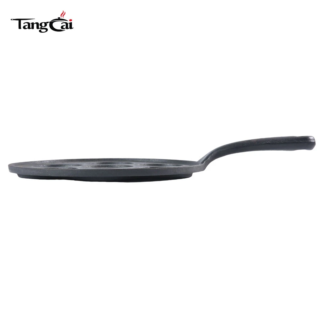 Mini molde para hacer panqueques de 7 tazas, molde plett de hierro fundido para desayuno previamente sazonado con siete secciones de 2,5" de di&aacute;metro