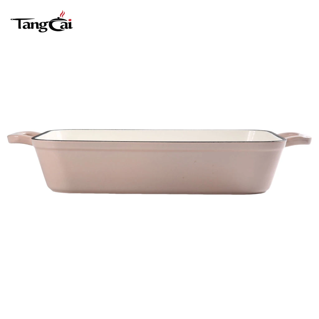 Sart&eacute;n para asar profunda rectangular esmaltada de hierro fundido - Bandeja para hornear resistente antiadherente Bandeja para lasa&ntilde;a duradera