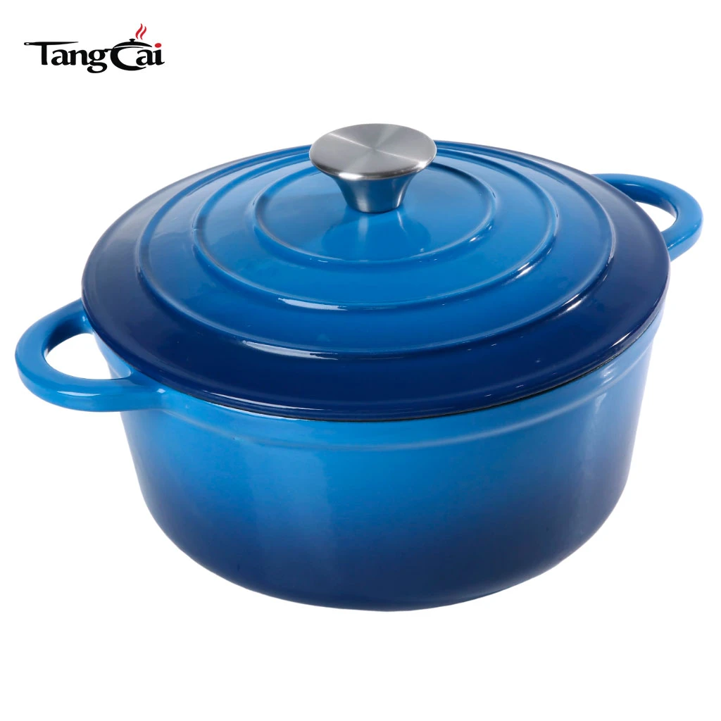 Horno holand&eacute;s de hierro fundido esmaltado azul de 5,5 cuartos de gal&oacute;n, cacerola familiar con tapa de gran venta, m&aacute;s de 1 mill&oacute;n de utensilios de cocina vendidos