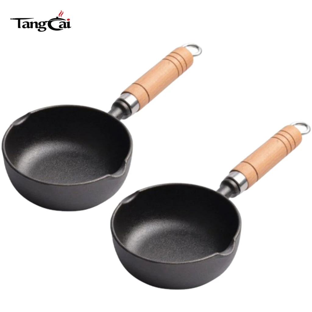 Sart&eacute;n peque&ntilde;a de hierro fundido de 2 piezas, sart&eacute;n peque&ntilde;a para huevos con doble goteo Spout