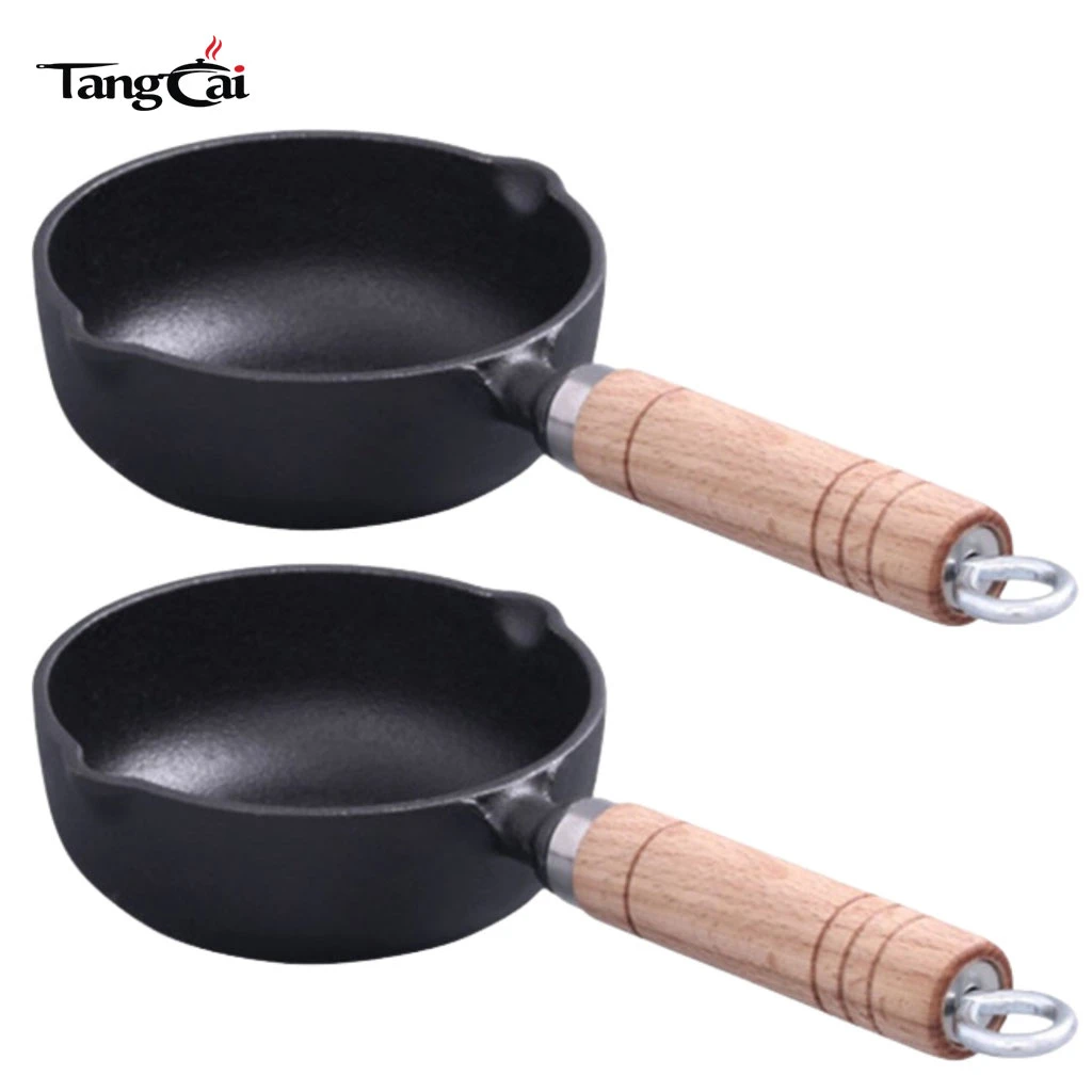 Sart&eacute;n peque&ntilde;a de hierro fundido de 2 piezas, sart&eacute;n peque&ntilde;a para huevos con doble goteo Spout
