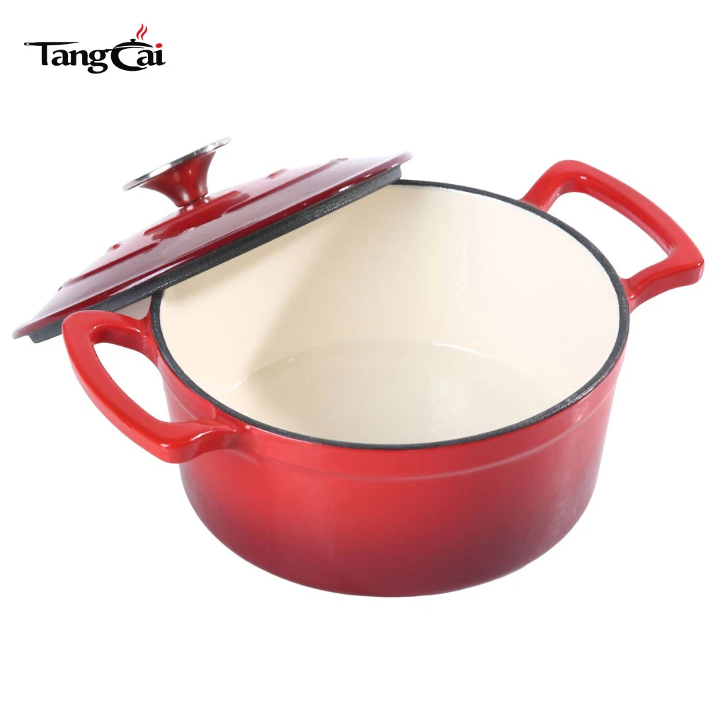 Horno holand&eacute;s de hierro fundido esmaltado rojo de 5,5 cuartos, utensilios de cocina multifunci&oacute;n