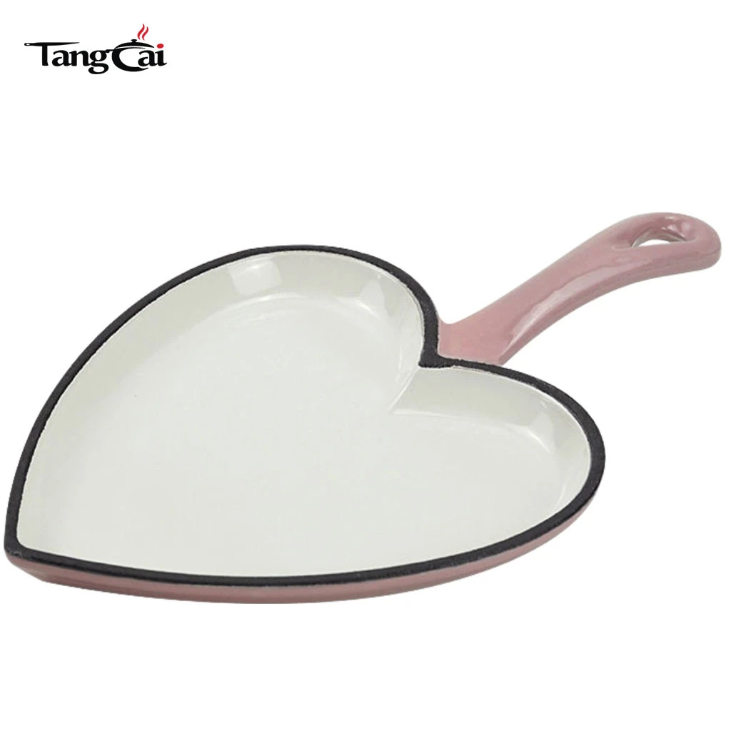 Utensilios para hornear mini de hierro fundido esmaltado rosa en forma de coraz&oacute;n Skillet