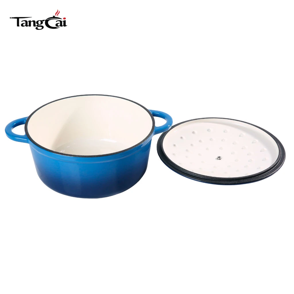 Horno holand&eacute;s de hierro fundido esmaltado azul de 5,5 cuartos de gal&oacute;n, cacerola familiar con tapa de gran venta, m&aacute;s de 1 mill&oacute;n de utensilios de cocina vendidos