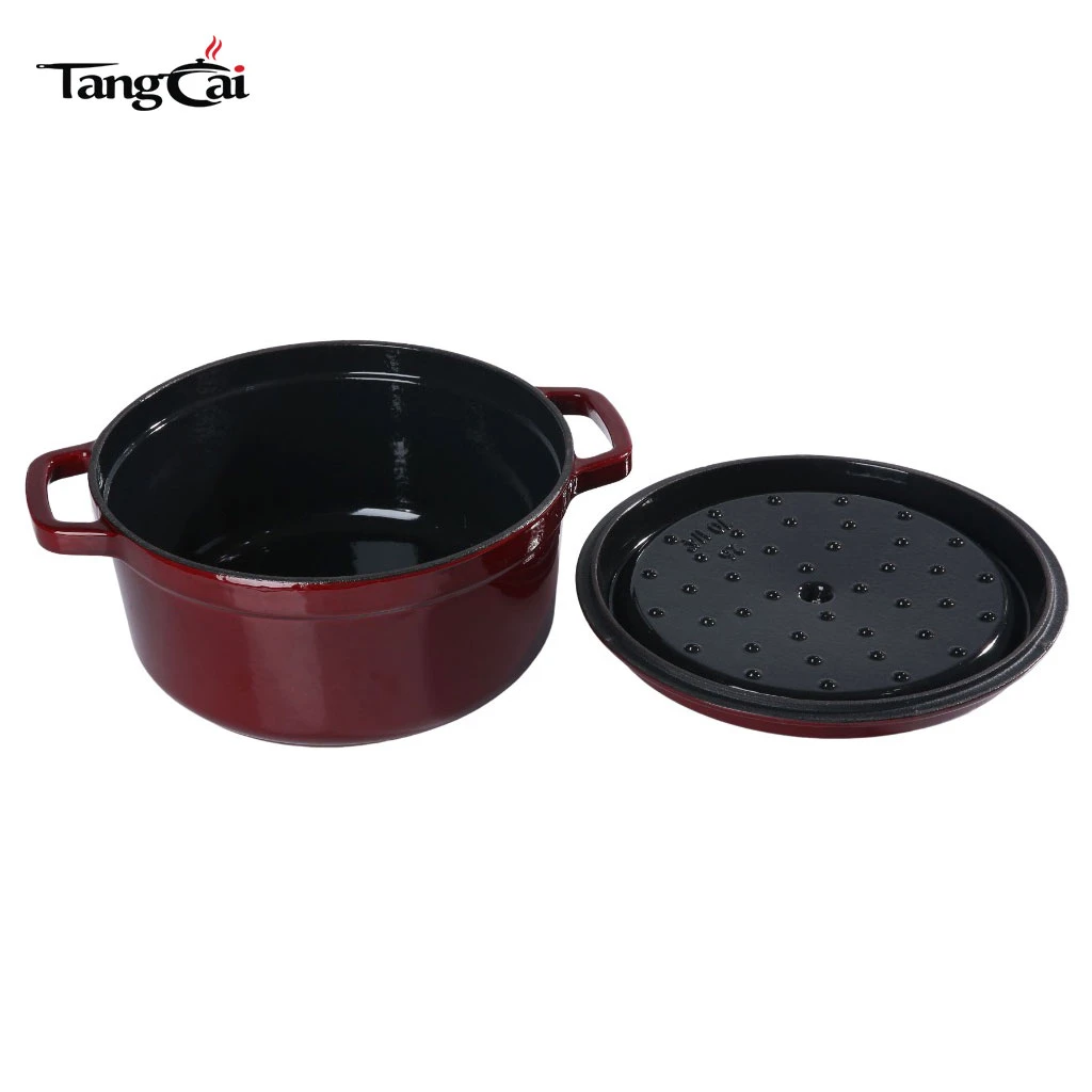 Horno holand&eacute;s de hierro fundido esmaltado en color rojo vino estilo Staub, horno holand&eacute;s de 5 cuartos de gal&oacute;n, cacerola de varios tama&ntilde;os 1 mill&oacute;n de clientes verificados