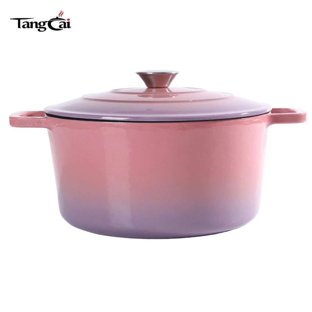 Horno holand&eacute;s redondo personalizado de hierro fundido esmaltado de 5.5 cuartos con tapa Olla antiadherente para hornear pan de masa fermentada