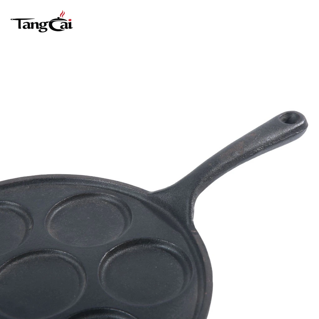 Mini molde para hacer panqueques de 7 tazas, molde plett de hierro fundido para desayuno previamente sazonado con siete secciones de 2,5" de di&aacute;metro