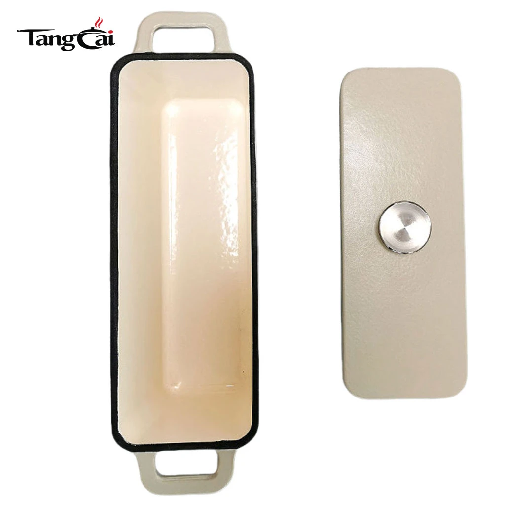 Molde para pan rectangular de hierro fundido esmaltado personalizado con tapa, molde para pan de carne multiusos, horno para pan con certificaci&oacute;n FDA LFGB
