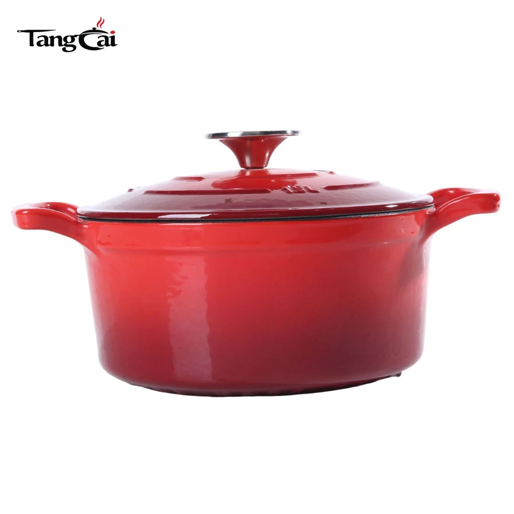 Horno holand&eacute;s de hierro fundido esmaltado rojo de 5,5 cuartos, utensilios de cocina multifunci&oacute;n