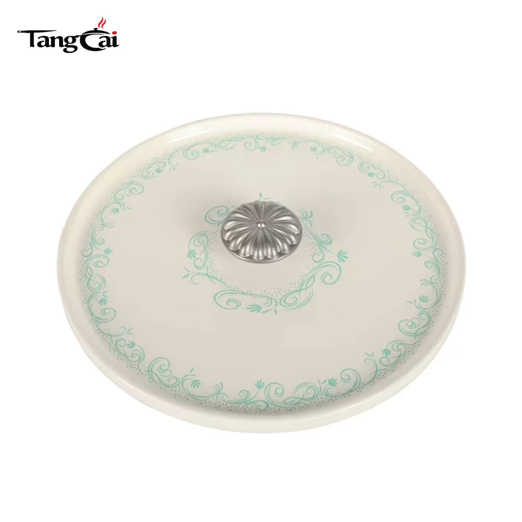 Utensilios de cocina de tendencia 2026 Olla antiadherente de hierro fundido esmaltado floral vintage de 5 cuartos con tapa para marcas y marcas privadas