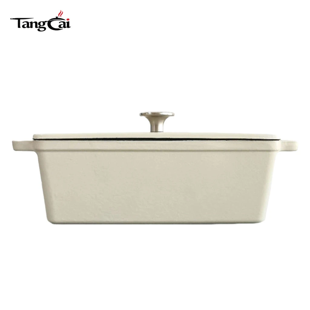 Molde para pan rectangular de hierro fundido esmaltado personalizado con tapa, molde para pan de carne multiusos, horno para pan con certificaci&oacute;n FDA LFGB
