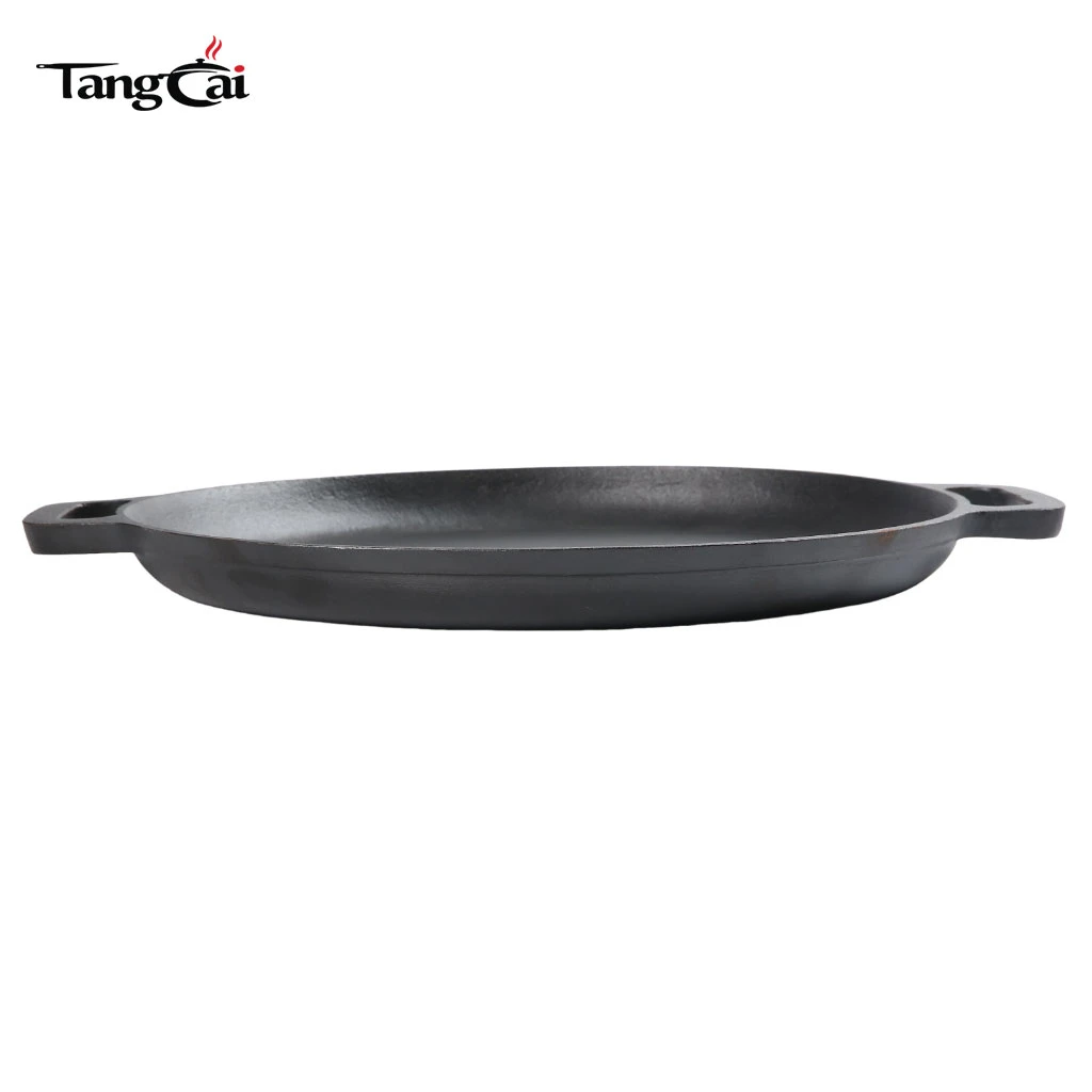 Sart&eacute;n para pizza de hierro fundido presazonado de 12", 14" y 16" al por mayor, bandeja para plancha redonda antiadherente
