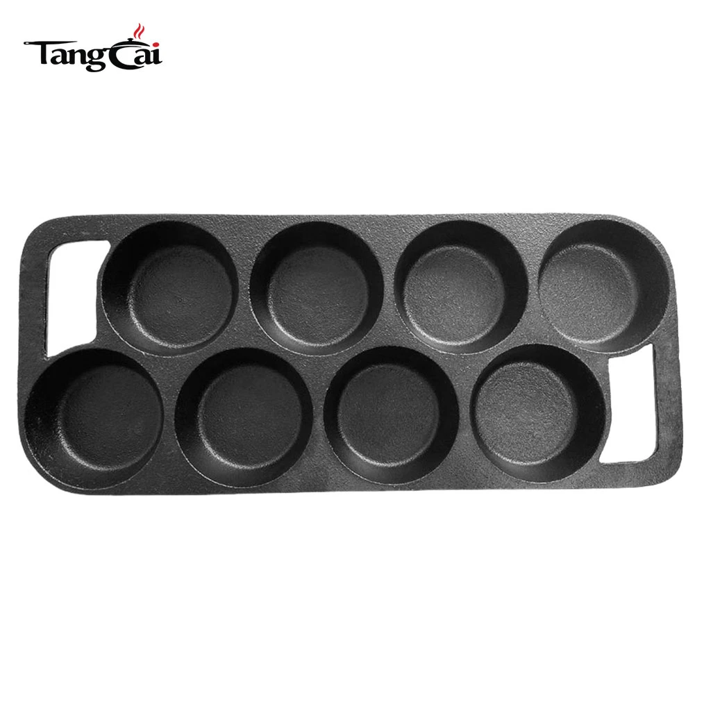 Molde para hornear de hierro fundido de 8 orificios, Molde para muffins y pan de ma&iacute;z presazonado, sart&eacute;n antiadherente para hornear y desayunar individualmente
