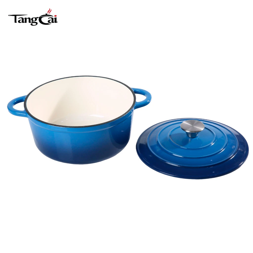 Horno holand&eacute;s de hierro fundido esmaltado azul de 5,5 cuartos de gal&oacute;n, cacerola familiar con tapa de gran venta, m&aacute;s de 1 mill&oacute;n de utensilios de cocina vendidos