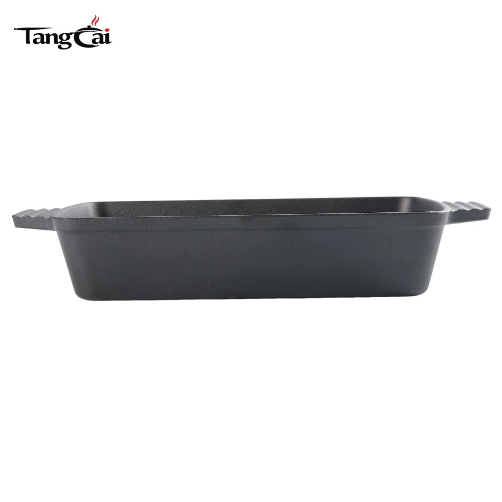 Asador de hierro fundido precondimentado, fuente rectangular profunda para hornear para Cazuela, focaccia, lasa&ntilde;a