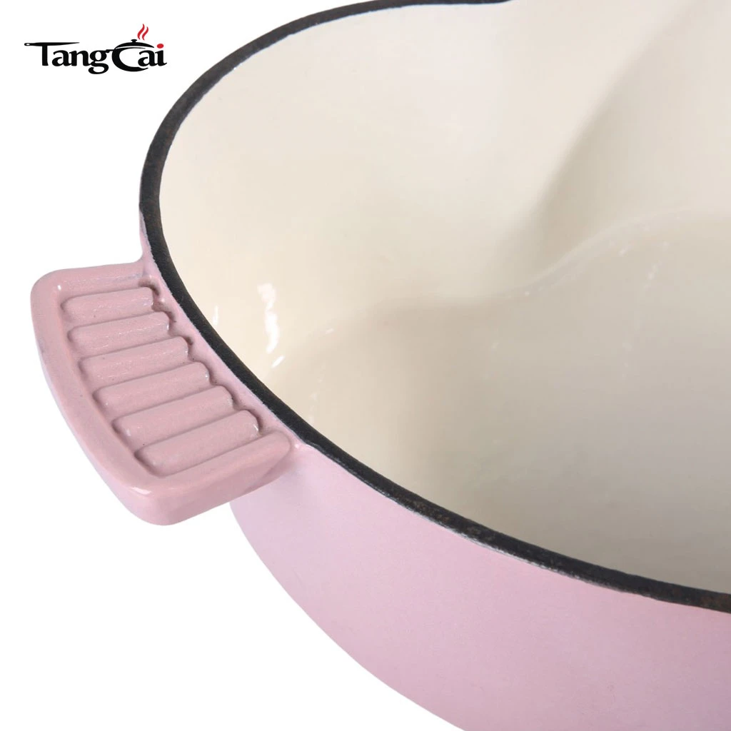 Popular horno holand&eacute;s de hierro fundido esmaltado en forma de coraz&oacute;n rosa, perfecto para regalos navide&ntilde;os o de cumplea&ntilde;os