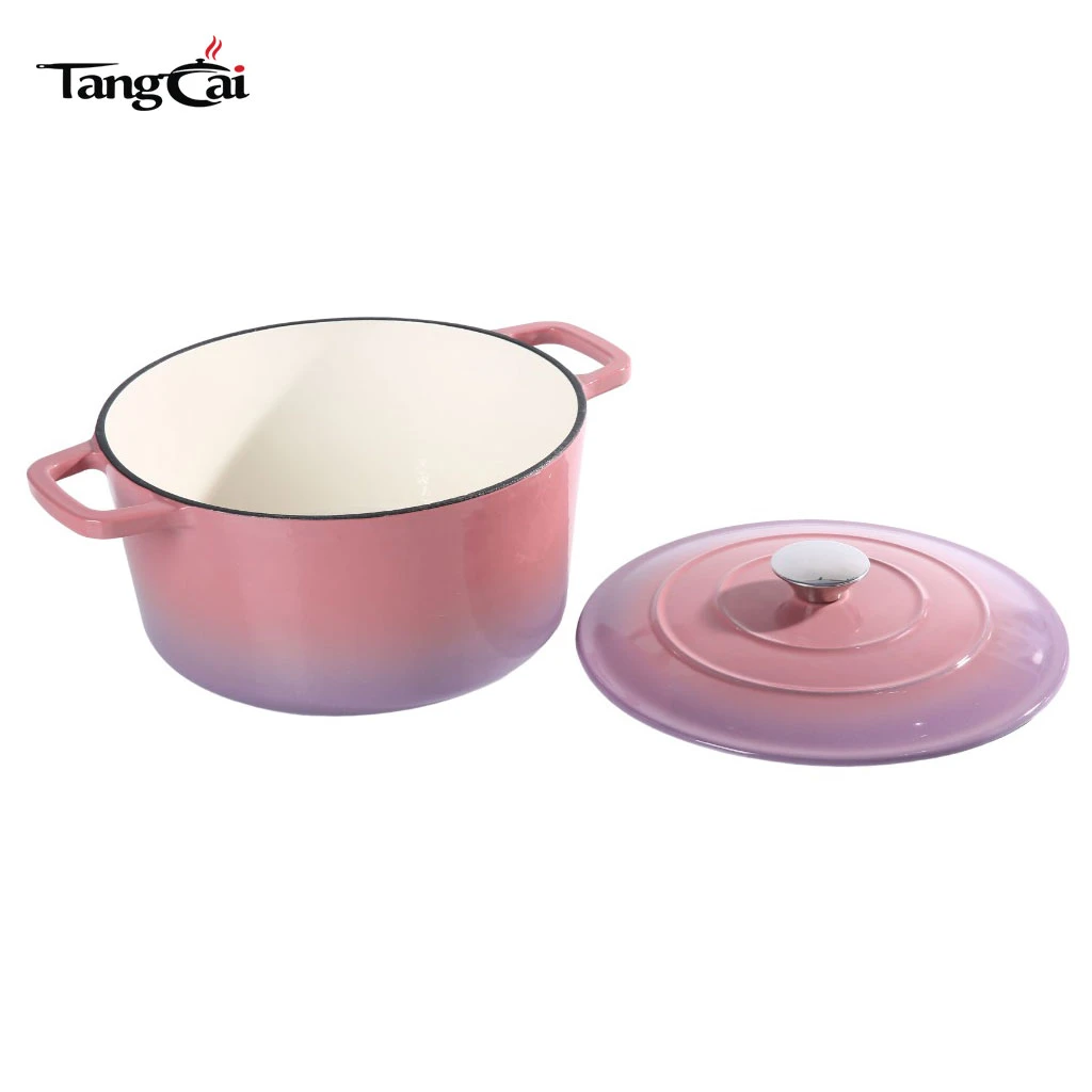 Horno holand&eacute;s redondo personalizado de hierro fundido esmaltado de 5.5 cuartos con tapa Olla antiadherente para hornear pan de masa fermentada