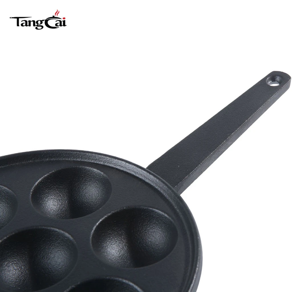 Sart&eacute;n para Takoyaki de hierro fundido con 7 orificios, sart&eacute;n para parrilla presazonada antiadherente para bolas de pulpo y hojaldres para panqueques