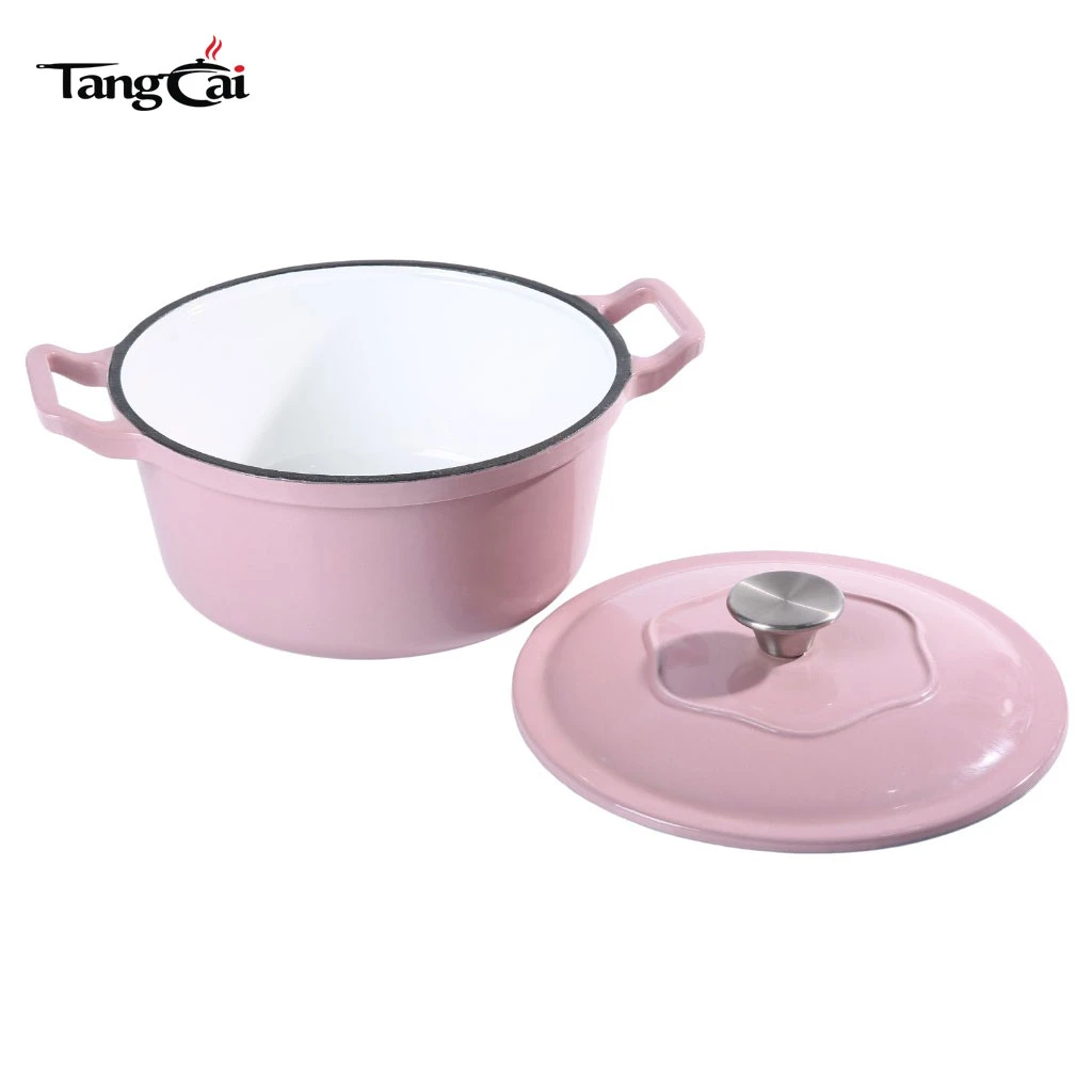 Utensilios de cocina de color rosa de moda, horno holand&eacute;s de hierro fundido esmaltado de 5,5 cuartos, varios tama&ntilde;os para elegir