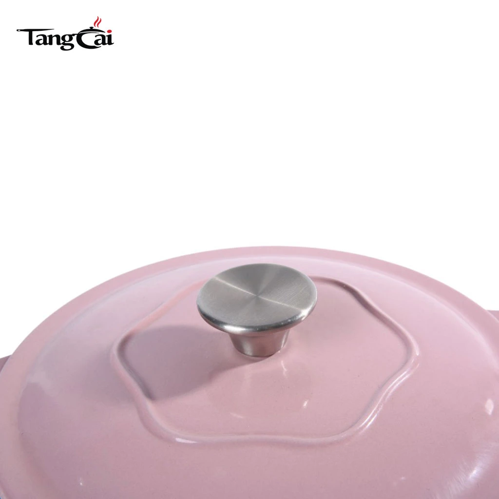 Utensilios de cocina de color rosa de moda, horno holand&eacute;s de hierro fundido esmaltado de 5,5 cuartos, varios tama&ntilde;os para elegir