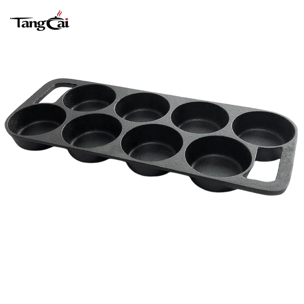 Molde para hornear de hierro fundido de 8 orificios, Molde para muffins y pan de ma&iacute;z presazonado, sart&eacute;n antiadherente para hornear y desayunar individualmente