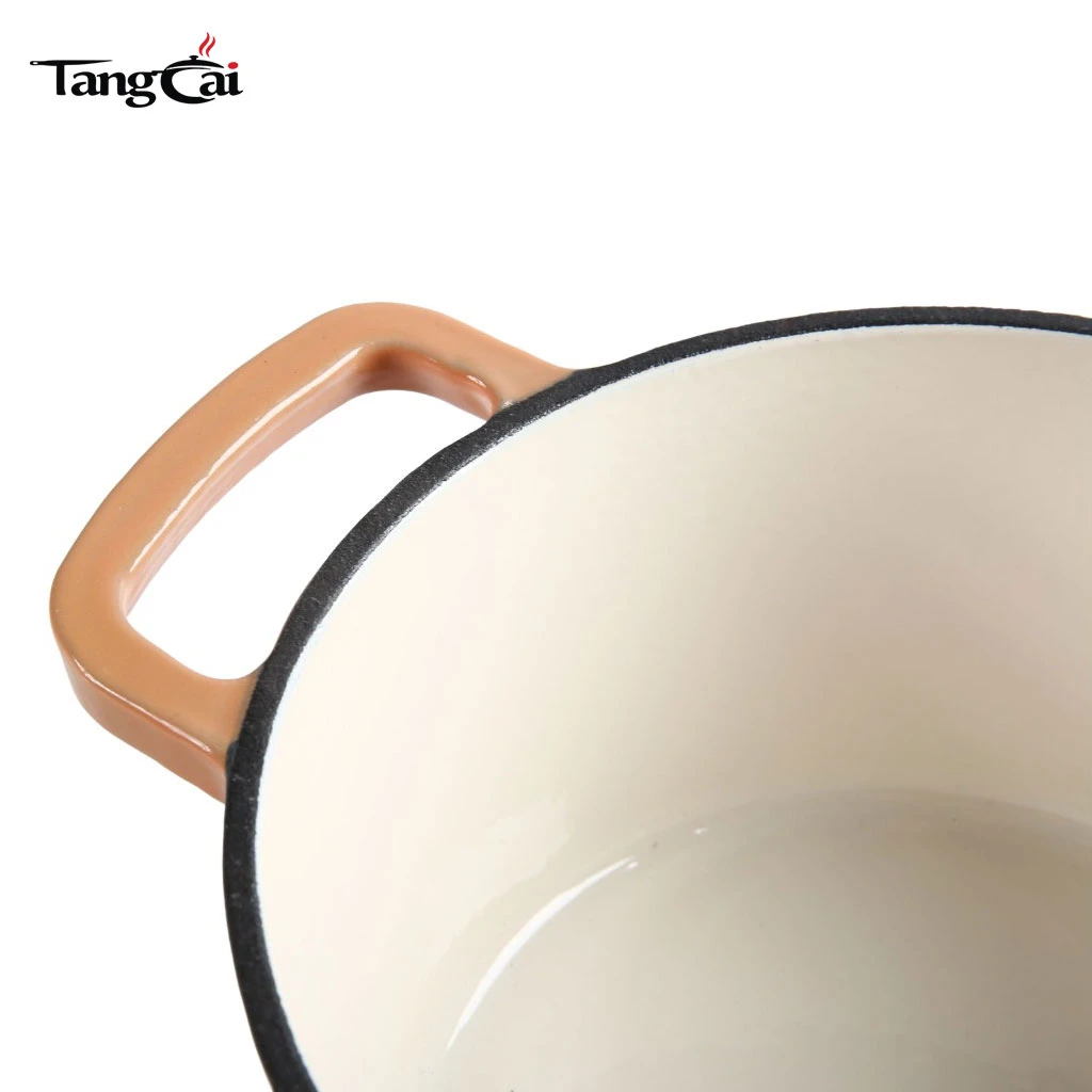Cacerola de hierro fundido esmaltado de 3,5 cuartos con tapa Mini sart&eacute;n profunda Sart&eacute;n con mango largo
