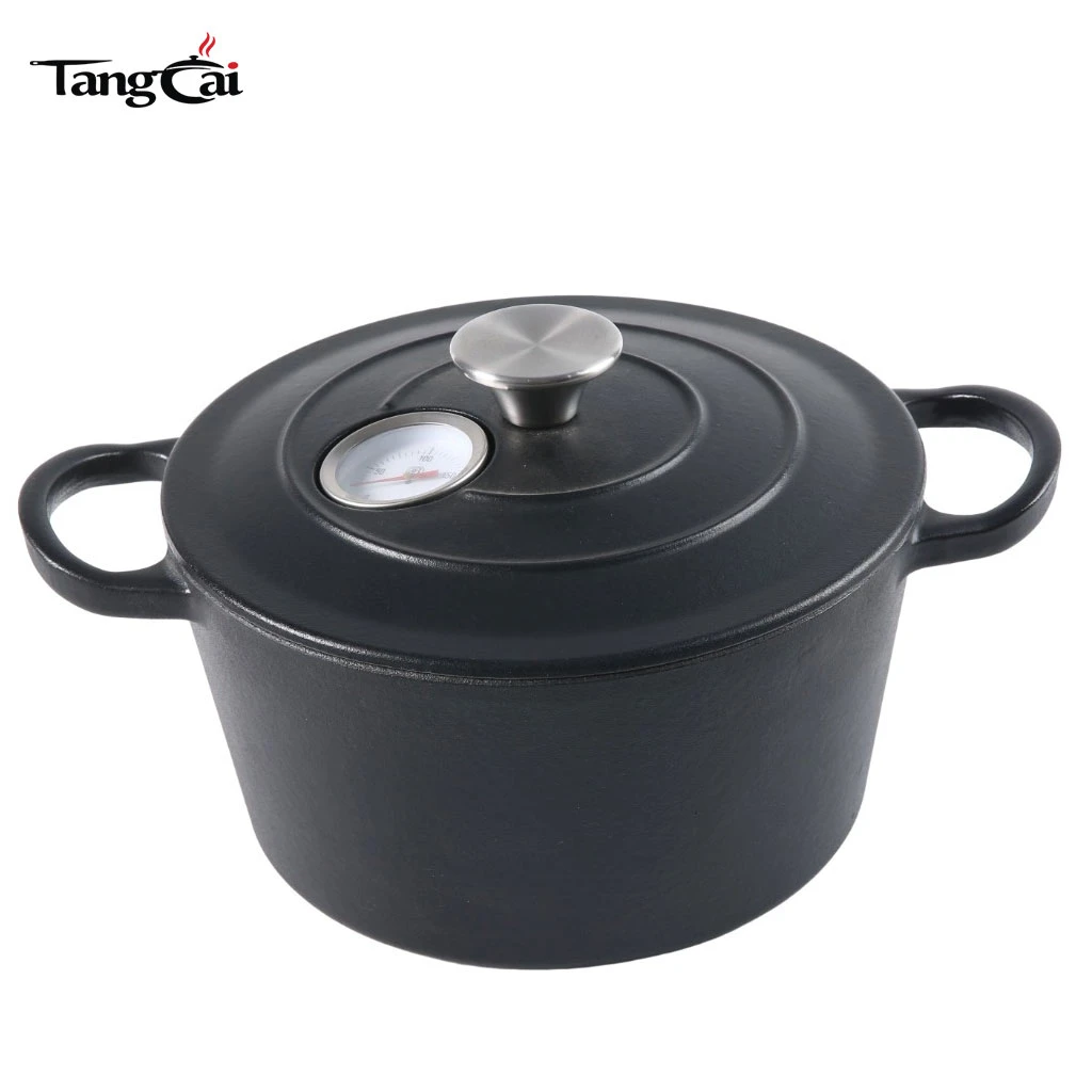 Utensilios de cocina de nuevo dise&ntilde;o 2026, horno holand&eacute;s recubierto de esmalte de hierro fundido con term&oacute;metro para cocina casera, guisado diario Fre&iacute;r