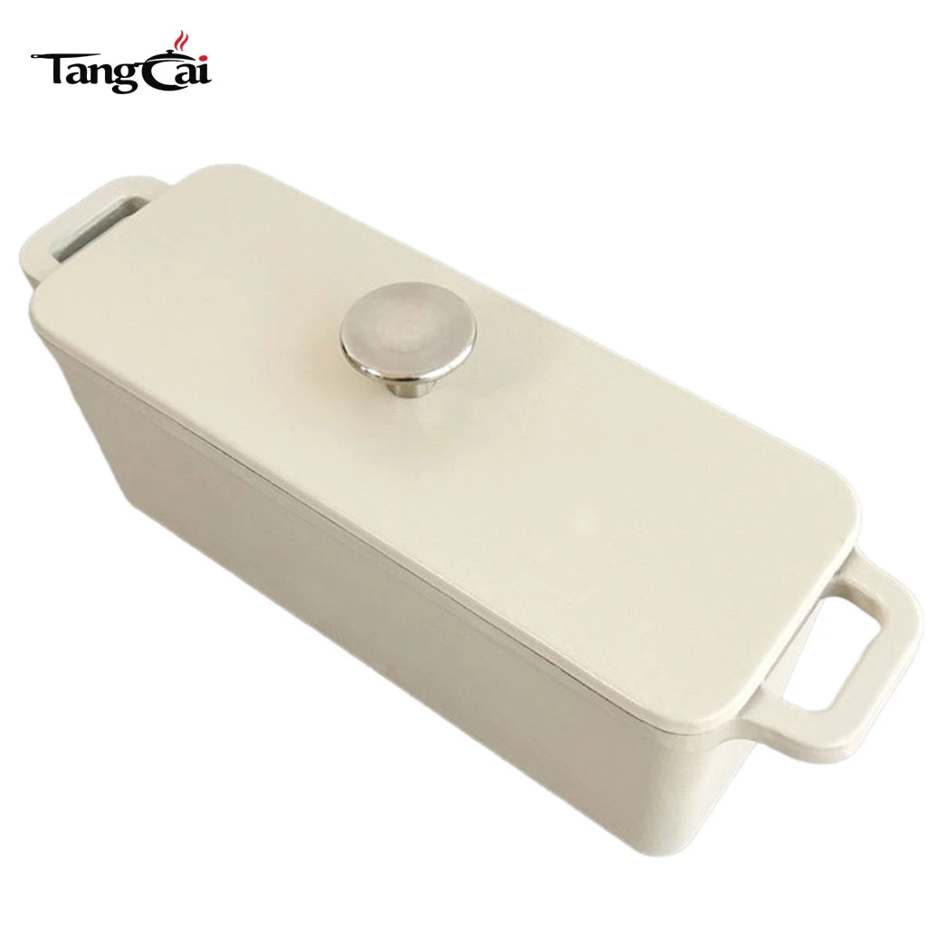 Molde para pan rectangular de hierro fundido esmaltado personalizado con tapa, molde para pan de carne multiusos, horno para pan con certificaci&oacute;n FDA LFGB