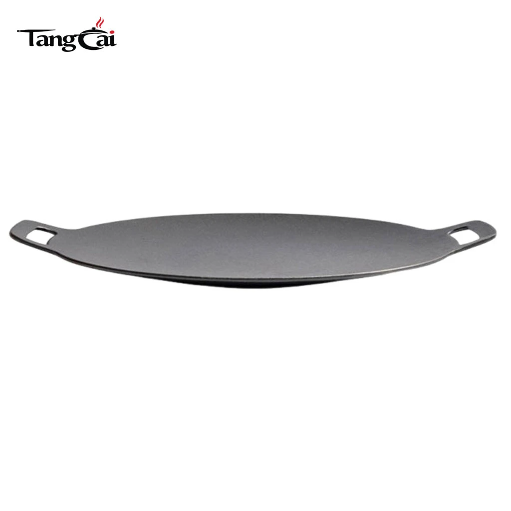 Sart&eacute;n para parrilla Tawa para barbacoa coreana de hierro fundido redondo presazonado de 13 pulgadas, sart&eacute;n plana grande con asas dobles para roti, dosa, tortillas y crepes