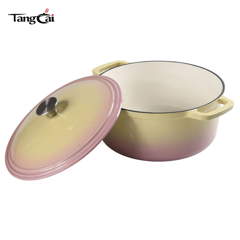 Olla de hierro fundido esmaltado de 5 cuartos de estilo cl&aacute;sico con tapa para hornear pan con masa madre