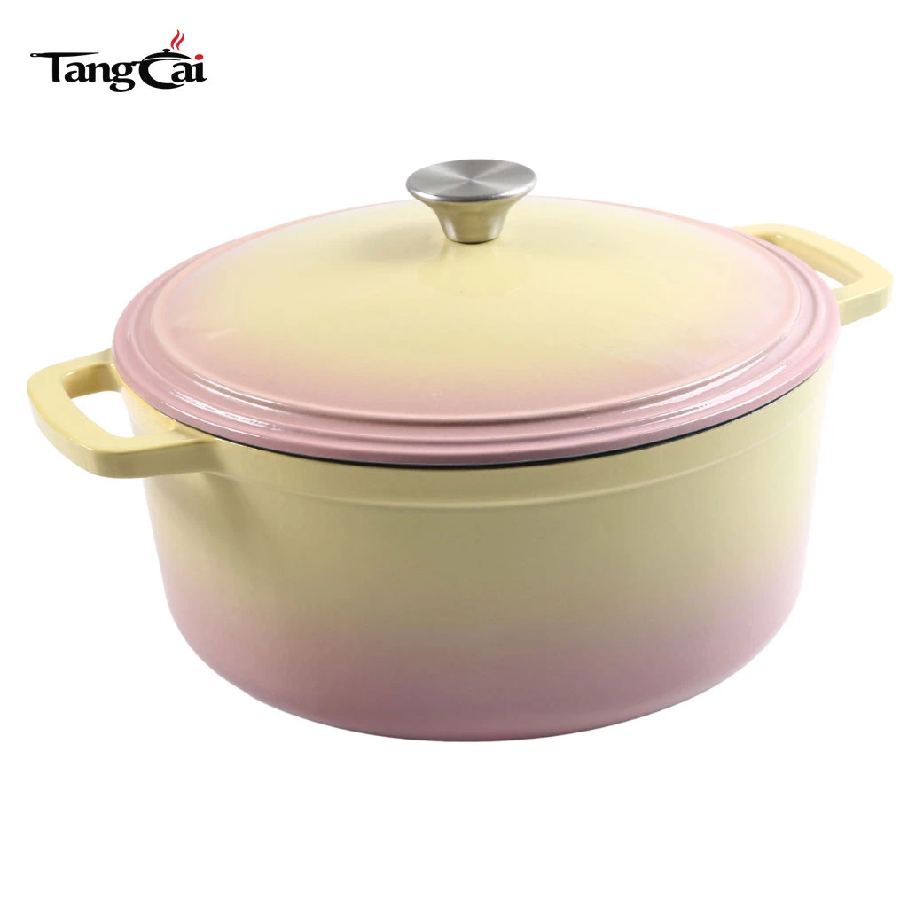Olla de hierro fundido esmaltado de 5 cuartos de estilo cl&aacute;sico con tapa para hornear pan con masa madre