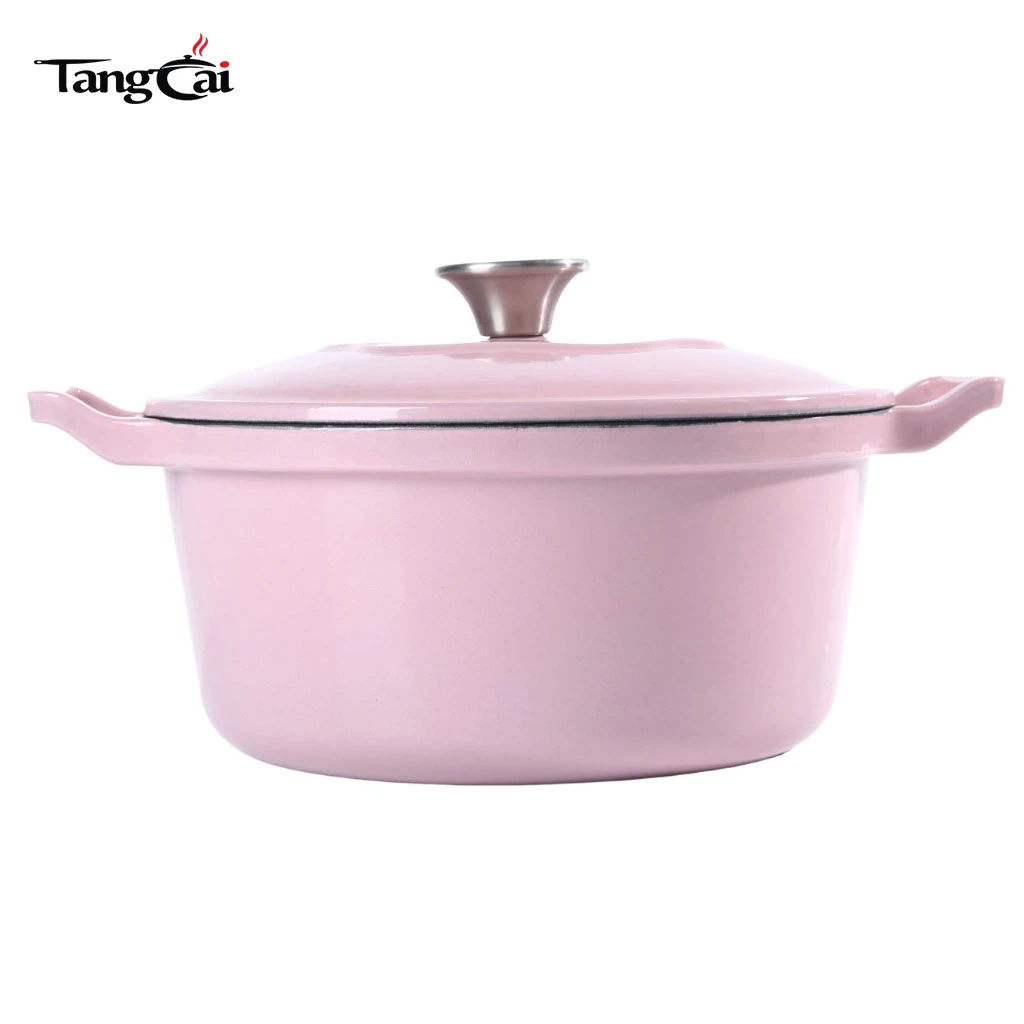 Utensilios de cocina de color rosa de moda, horno holand&eacute;s de hierro fundido esmaltado de 5,5 cuartos, varios tama&ntilde;os para elegir