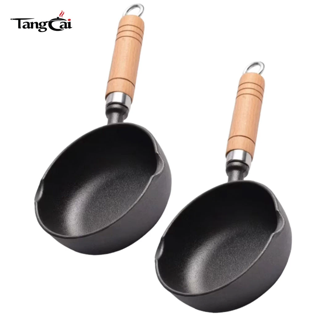 Sart&eacute;n peque&ntilde;a de hierro fundido de 2 piezas, sart&eacute;n peque&ntilde;a para huevos con doble goteo Spout