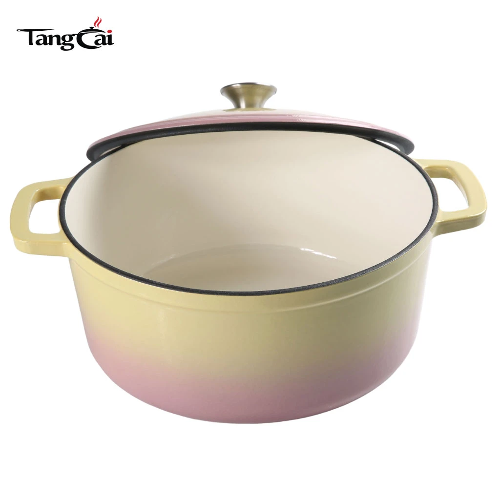 Olla de hierro fundido esmaltado de 5 cuartos de estilo cl&aacute;sico con tapa para hornear pan con masa madre