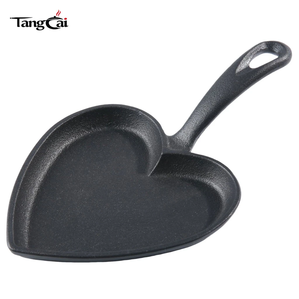 Sart&eacute;n en forma de coraz&oacute;n de hierro fundido pre-sazonado de 10 pulgadas con mango largo