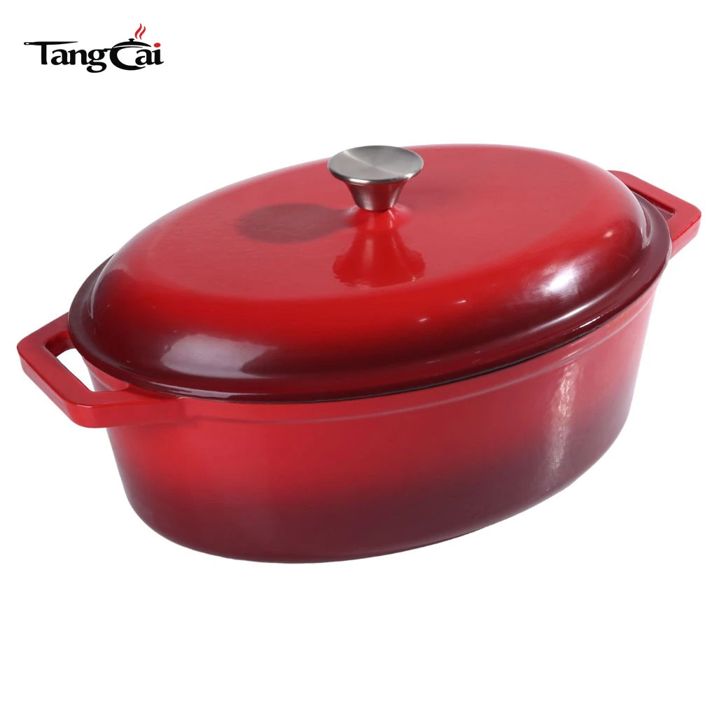 Horno holand&eacute;s de hierro fundido esmaltado de capacidad extra grande personalizado, cacerola ovalada de gran tama&ntilde;o Olla con tapa
