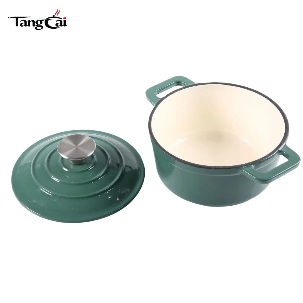Mini horno holand&eacute;s de hierro fundido esmaltado de 2,5 cuartos de gal&oacute;n con tapa: peque&ntilde;o Cazuela antiadherente para cocinar al vapor, hornear y asar