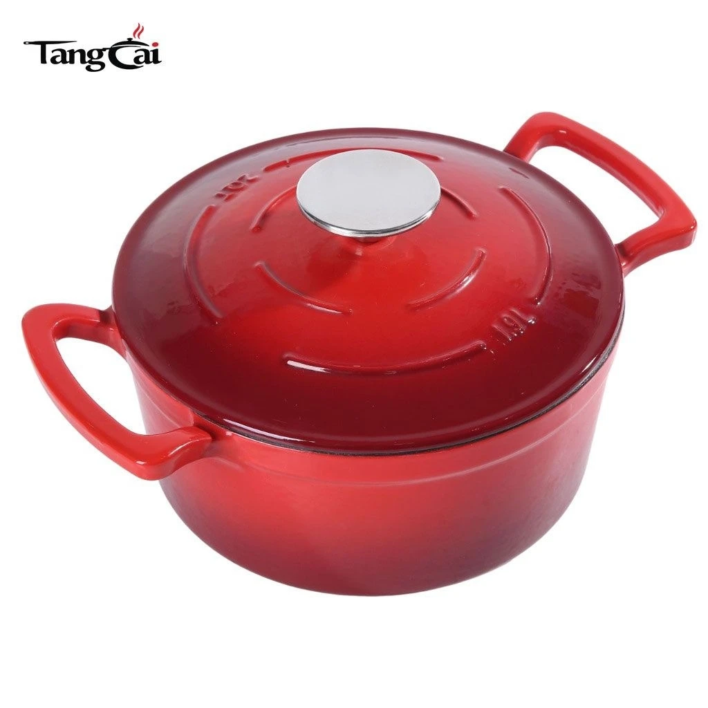 Horno holand&eacute;s de hierro fundido esmaltado rojo de 5,5 cuartos, utensilios de cocina multifunci&oacute;n