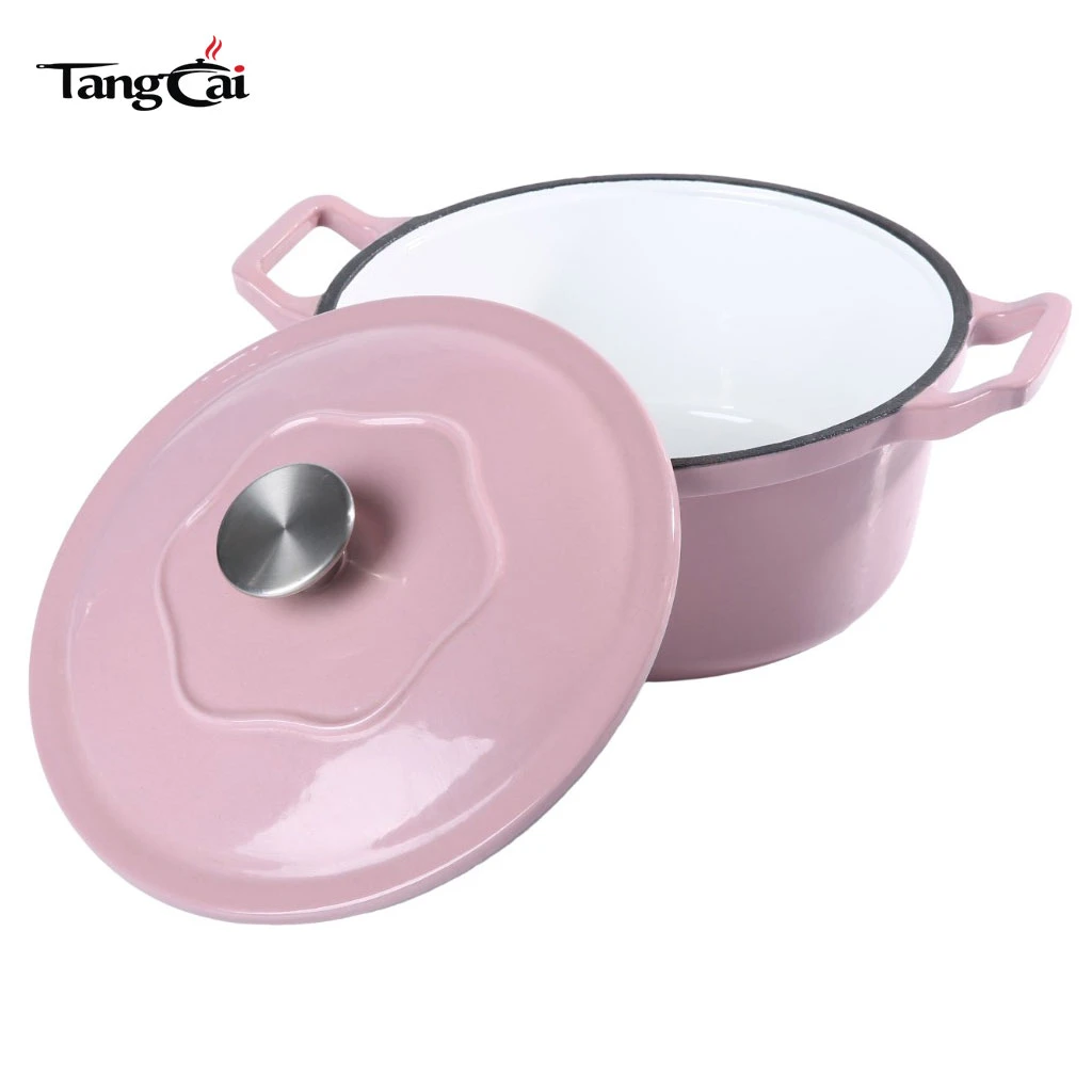 Utensilios de cocina de color rosa de moda, horno holand&eacute;s de hierro fundido esmaltado de 5,5 cuartos, varios tama&ntilde;os para elegir