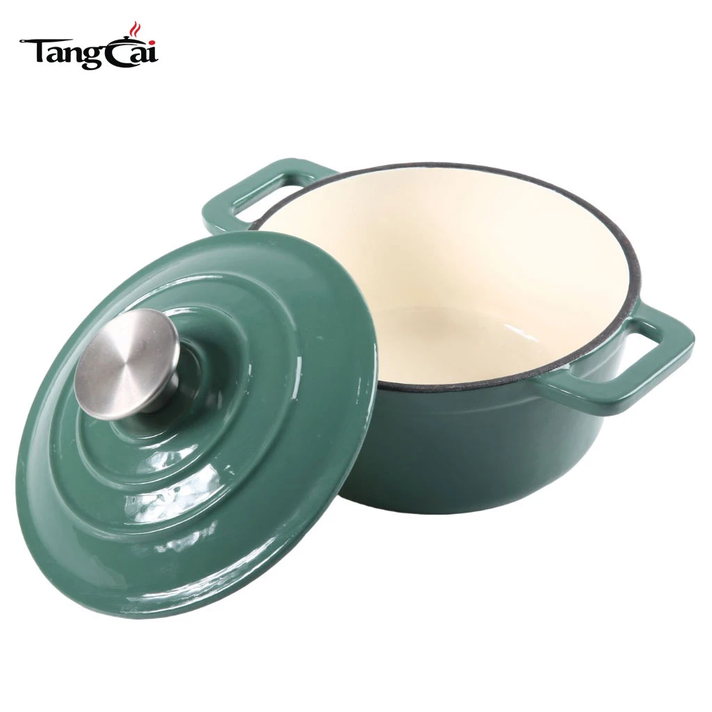 Mini horno holand&eacute;s de hierro fundido esmaltado de 2,5 cuartos de gal&oacute;n con tapa: peque&ntilde;o Cazuela antiadherente para cocinar al vapor, hornear y asar
