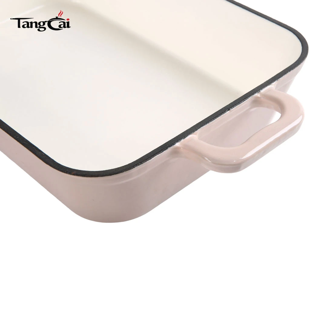 Sart&eacute;n para asar profunda rectangular esmaltada de hierro fundido - Bandeja para hornear resistente antiadherente Bandeja para lasa&ntilde;a duradera