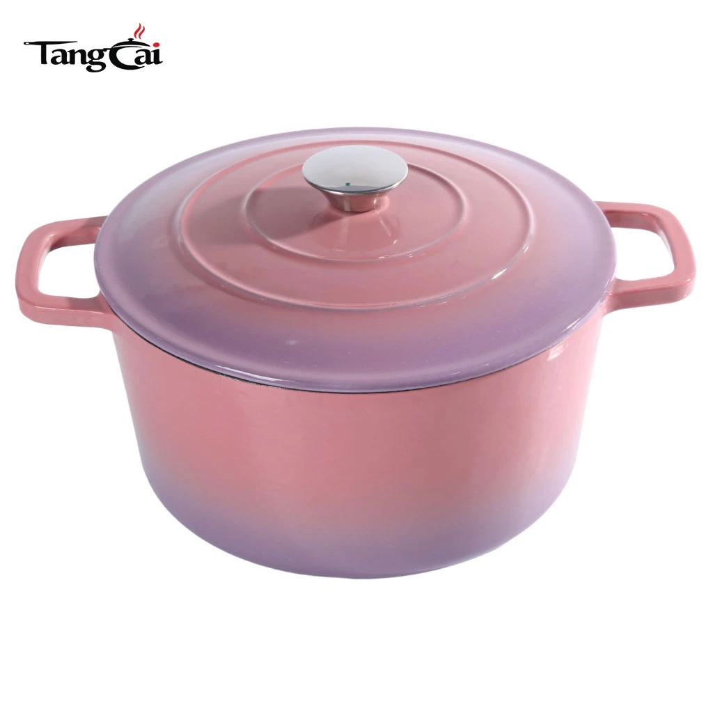 Horno holand&eacute;s redondo personalizado de hierro fundido esmaltado de 5.5 cuartos con tapa Olla antiadherente para hornear pan de masa fermentada