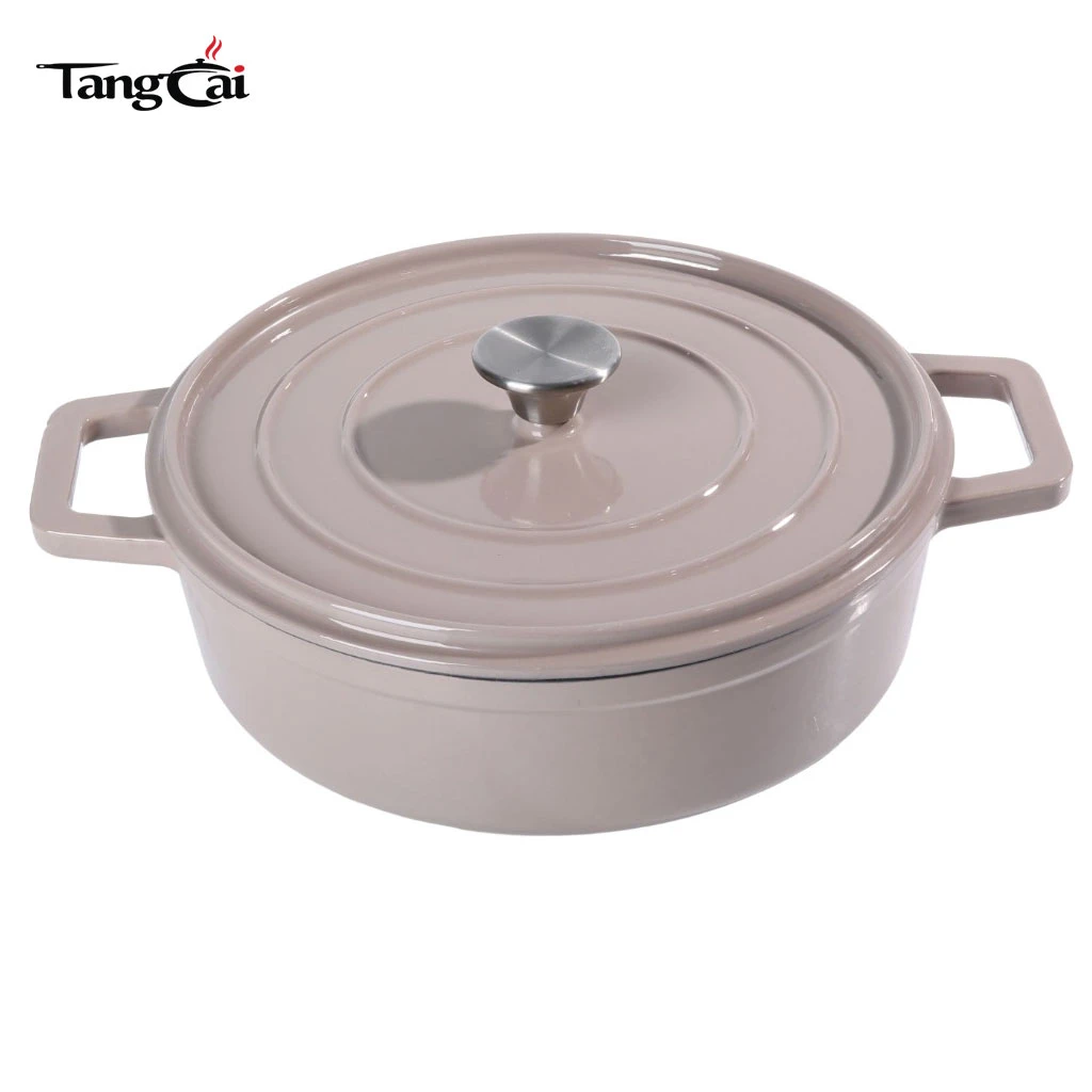 Venta al por mayor holand&eacute;s peque&ntilde;o de hierro fundido esmaltado Horno, mini cacerola para mariscos con tapa plana