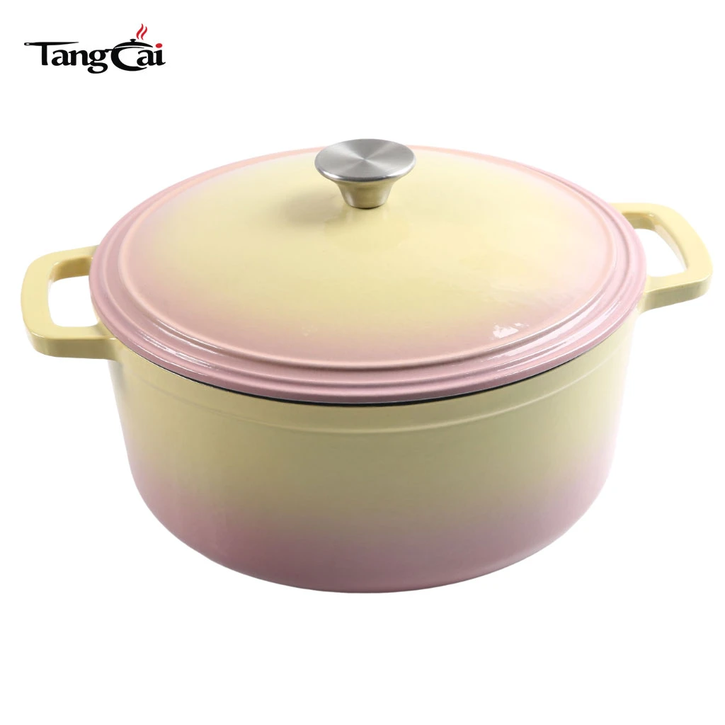 Olla de hierro fundido esmaltado de 5 cuartos de estilo cl&aacute;sico con tapa para hornear pan con masa madre